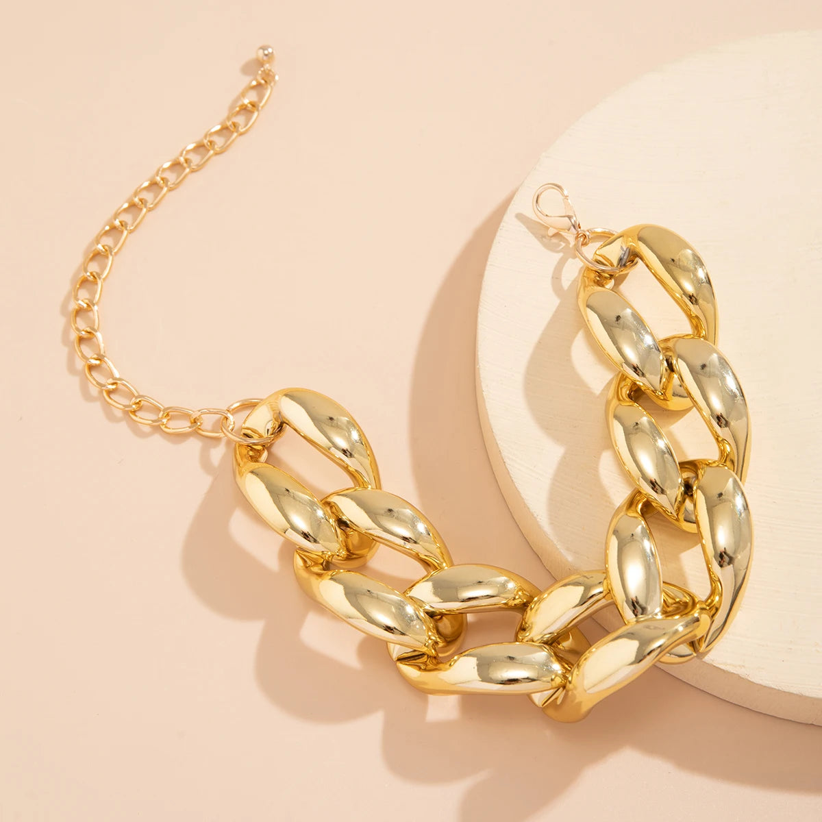 Exaggerated Plastic CCB Big Chunky Chain Necklace for Women Vintage Goth Twisted Lock Thick Choker Grunge Jewelry Steampunk Men