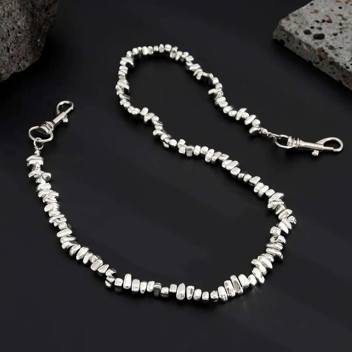 Punk Imitation Pearl Trousers Hipster Pant Jean Keychain Ring Clip for Men Tassel Bag Handbag Chain Women Jewelry Gift