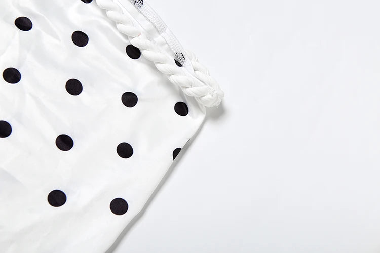 Polka Dots Print 2 Piece Set Women Halter Plait Hollow Stripe Camisole+Mid Skirts Simple Streetwear Matching Outfits