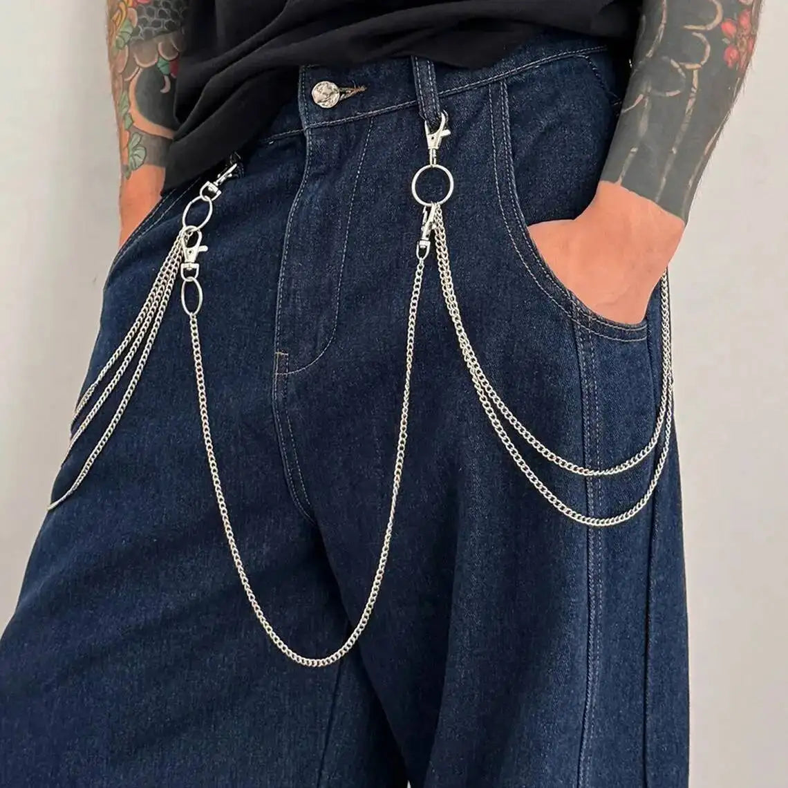 3Pcs/Set Hip Hop Multilayer Metal Keychain Waist Belts Chain for Women Men Punk Trousers Pants Chain Street Jewelry