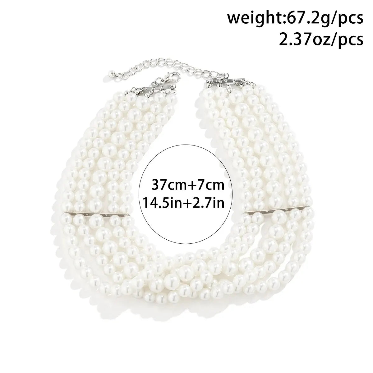 Vintage Imitation Pearl Multi-Layer Necklace Oval Beasds Choker Elegant Collar for Women's Chain Jewelry Accessories Party Gift