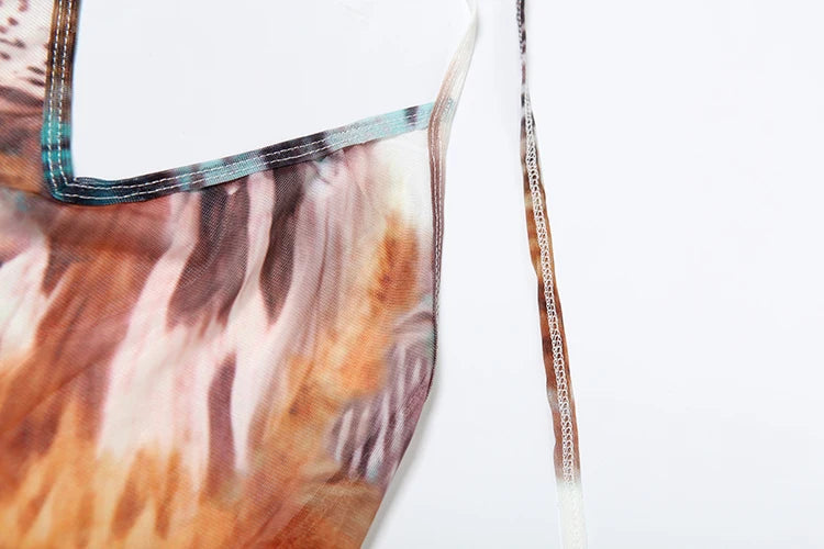 See Through Dress Women Y2K Midnight v-Neck Bandage Halter Backless Sleeveless Vacation Beach Party Sexy Vestidos