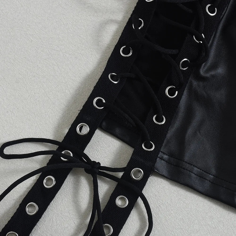 Bandage Hollow Dress Women Irregular Diagonal Collar Backless Single Sleeve Hot Girls Skinny Peach Hip Mini Bodycon