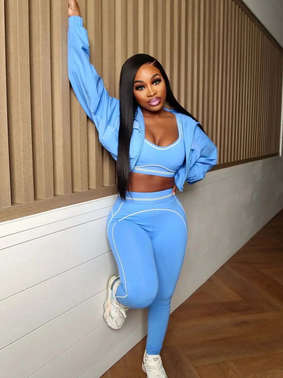 Casual Sporty 2 Piece Set Women Tracksuit Patchwork Stretch Tank Top+Leggings Stripe Matching Street Skinny Outfits