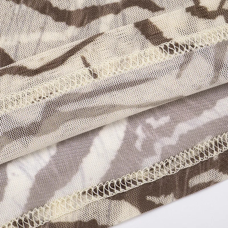 Mesh Sheer Animal Print Long Sleeve Top Women 2026 Fashion Trends Y2k T Shirt