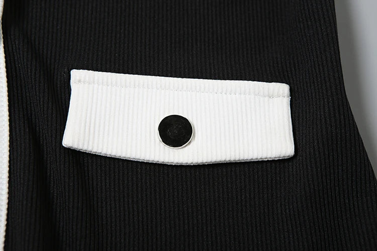 Classic Fad Ribbed 2 Piece Set Women Patchwork Single-Breasted Sleeveless Tops+Stretch Shorts Daily Casual Trend Outfits