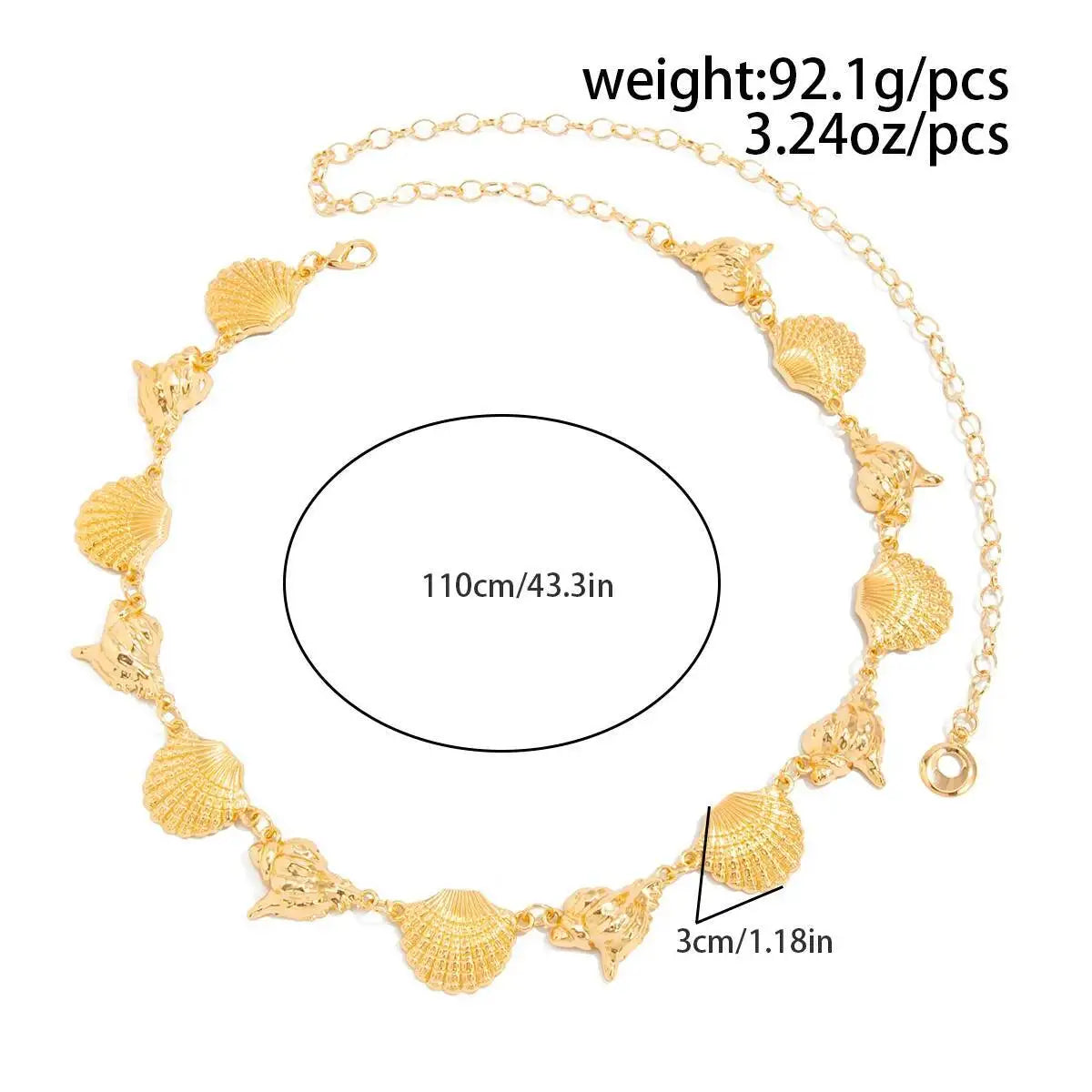 Vintage Metal Conch Scallop Waist Chains for Women Summer Beach Bikini Sexy Dress Belly Belt Rave Festival Body Jewelry