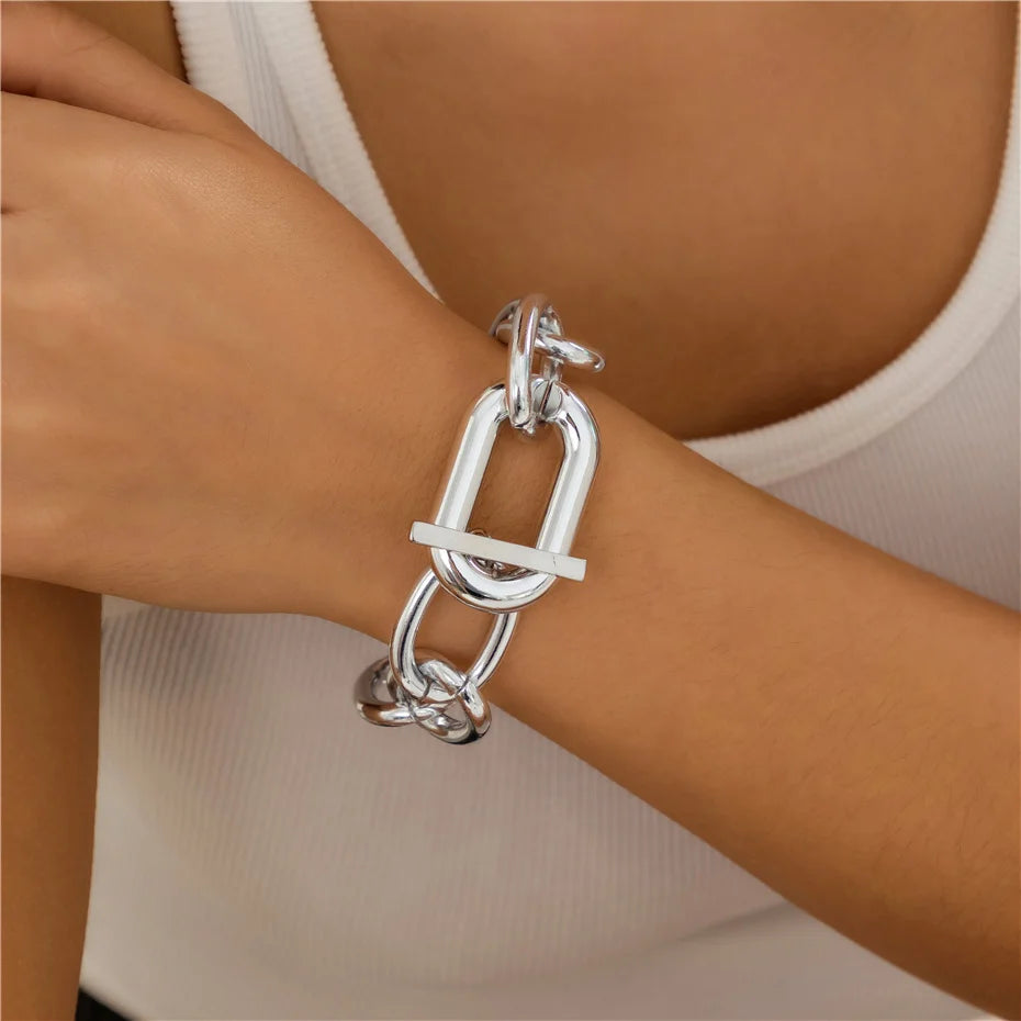 Vintage Punk Heavy Metal Big Chunky Chain Necklace for Women Goth OT Buckle Lock Choker Grunge Jewelry Steampunk Men
