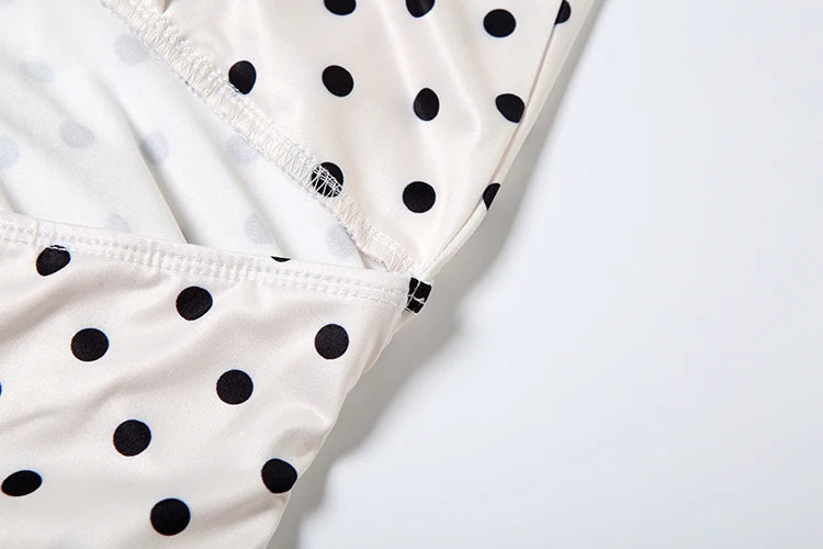 Halter Backless Dress Women Sexy V-Neck Folds Sleeveless Polka Dot Print Skinny Summer Trend Elegant Party Bodycon