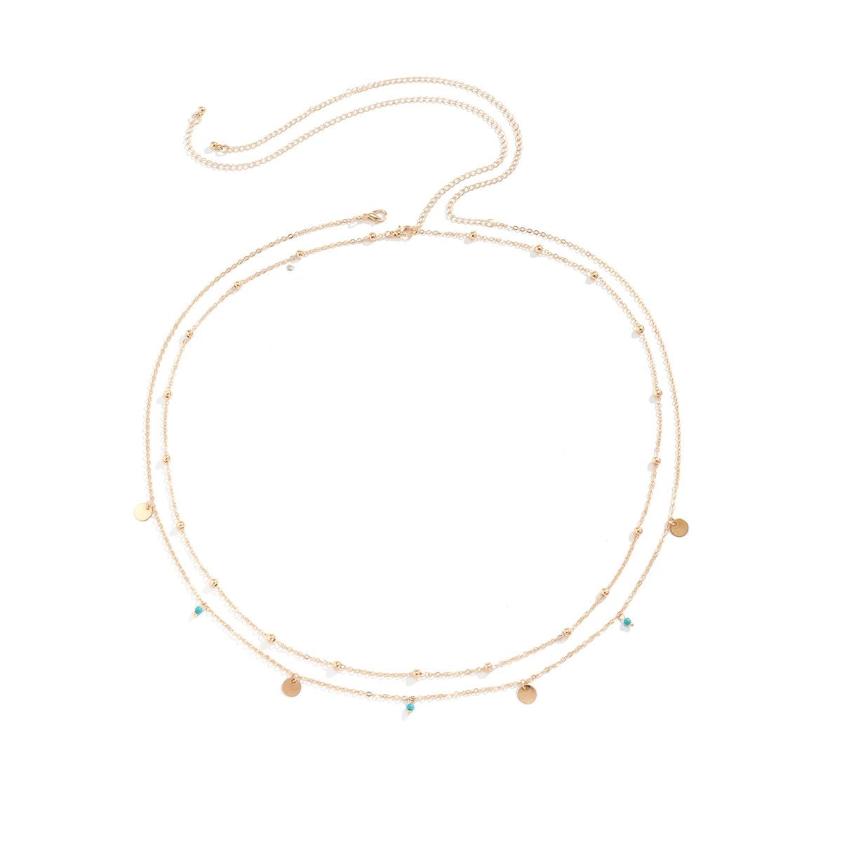2Pcs/Set Boho Minimalism Waist Beads Chain for Women Summer Bikinis Vintage Geometric Sequins Belly Belt Body Jewelry