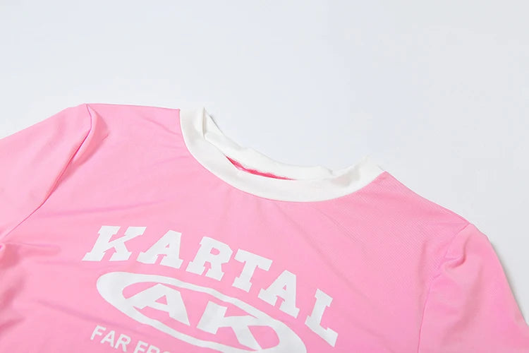 Activity 2piece Set Women Tracksuit Shorts Sleeve Crop Tops+Biker Shorts Letter Print Matching Street Stretch Suits