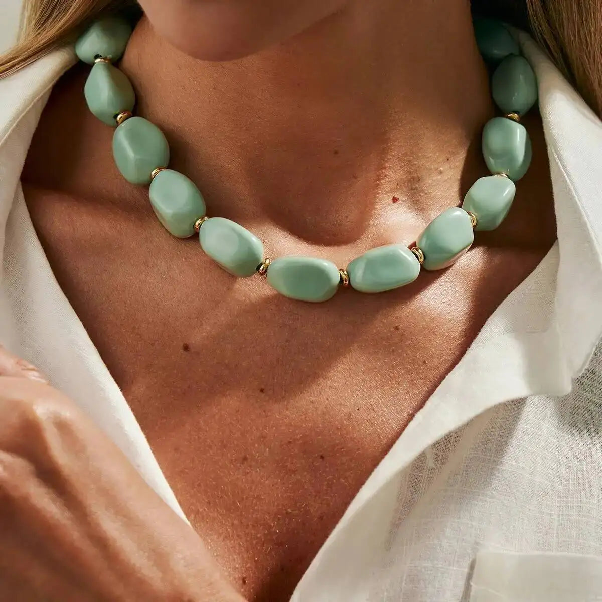 5 Colors Boho Irregular Acrylic Clavicle Chain Necklace Women Fashion Handmade Bead Choker Necklaces Party Jewelry