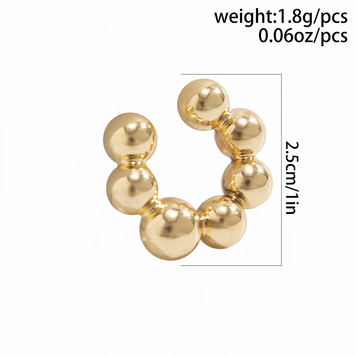 1Pair Unique Punk CCB Ball Beads Clip Earrings for Women Trendy No Piercing Ear Cuff Fake Cartilage Earring Jewelry Accessories