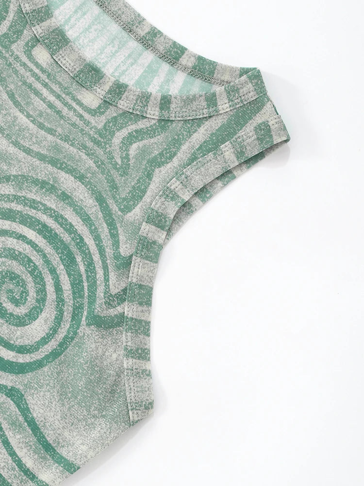 Geometric Print Patchwork 2 Piece Set Women o-Neck Skinny Bodysuit+Wide-leg Trousers Midnight Club Party Sexy Outfits