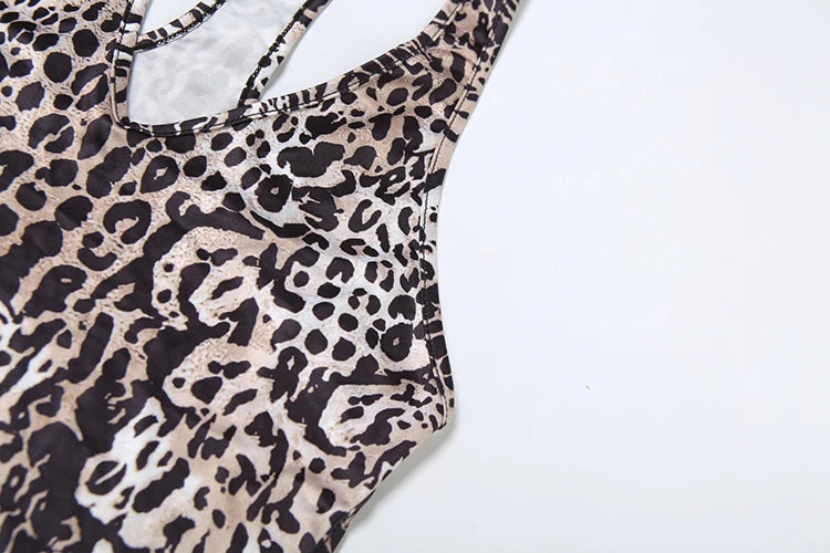 Peach Buttocks Jumpsuit Women Leopard Print Coquette Summer Trend Midnight Club Activity FitStretch Workout Overalls