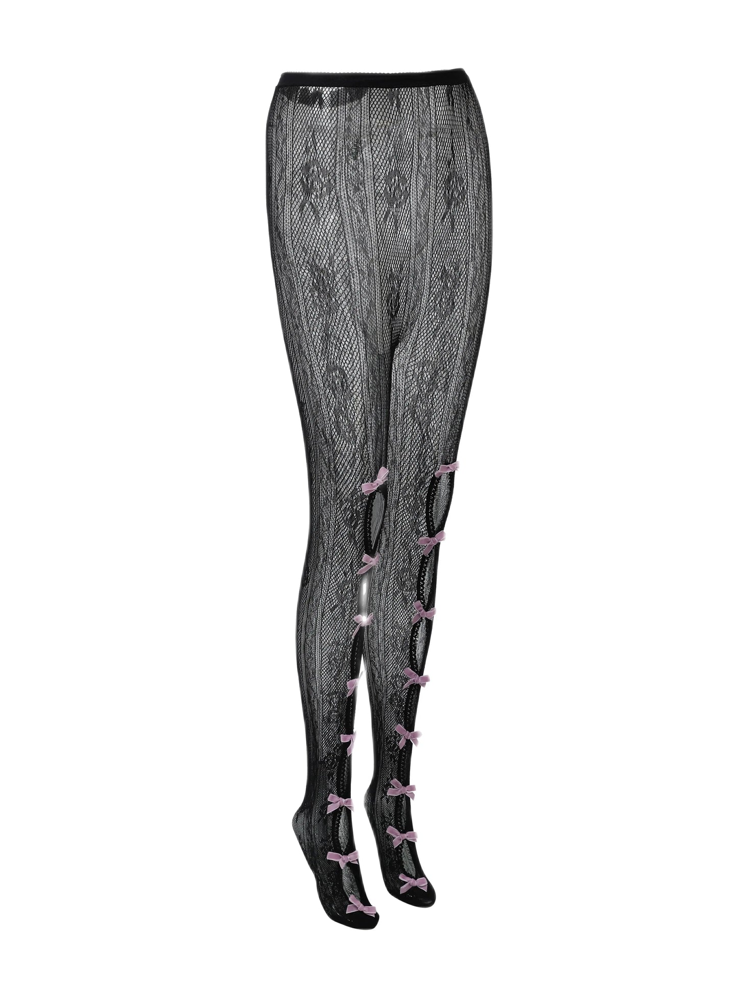 Sexy Bow Knot Foot Leggings Women Hollow Thin Summer Trend Hipster Tight Lace Trousers Wild Clubwear Midnight Pants