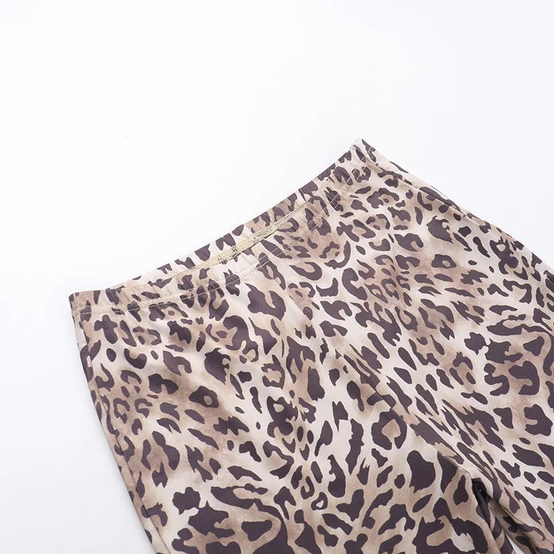 Leopard Print Cropped Pants Women 2025 Spring Summer Trend Wild Elastic Waist Buttoms Classic Skinny Basic Streetwear