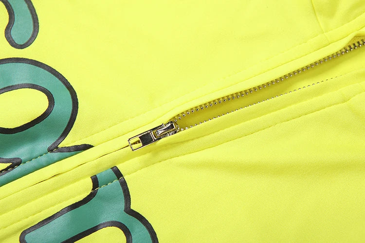 Casual Sporty Women2 Piece Set Letter Print Zip Crop Tops+Leggings Matching Street Stretch Skinny Streetwear Outfits