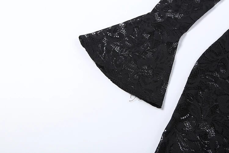 See Through Jumpsuits Woman Metal Rings Patchwork Hollow Design Sexy Full Sleeve Midnight Club Party Wild Style Overalls