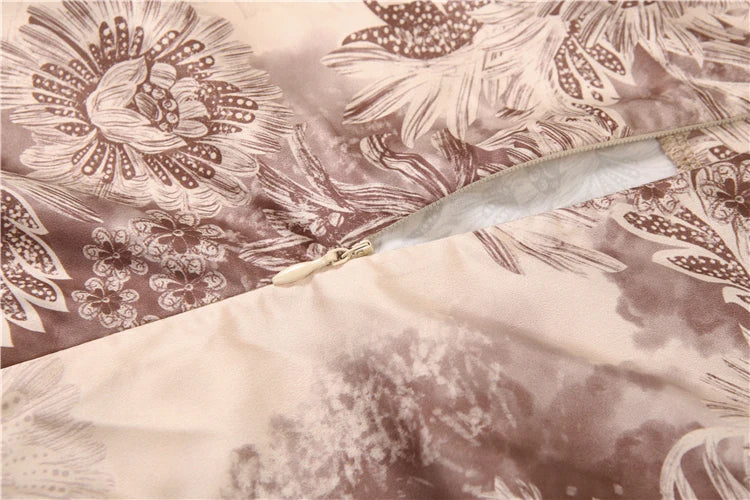 Art Print Maxi Dress Women Low-Neck Zipper Folds Irregular Hem Sleeveless Slim Elegant Banquet Fashion Vacation Vestidos