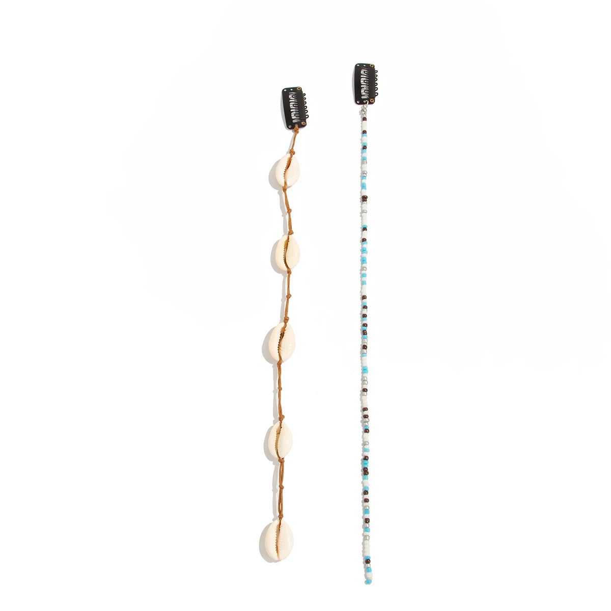 2Pcs/Set Beach Conch Long Tassel Chain Headdress Hair Accessories For Women Trendy Rice Beads Pendant Hairwear Jewelry