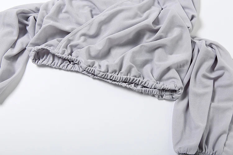 Sexy 2 Piece Set Women Cross Hollow Turtleneck Backless Halter Mesh Tank Top+Lapel Skirts Matching Midnight Clubwear