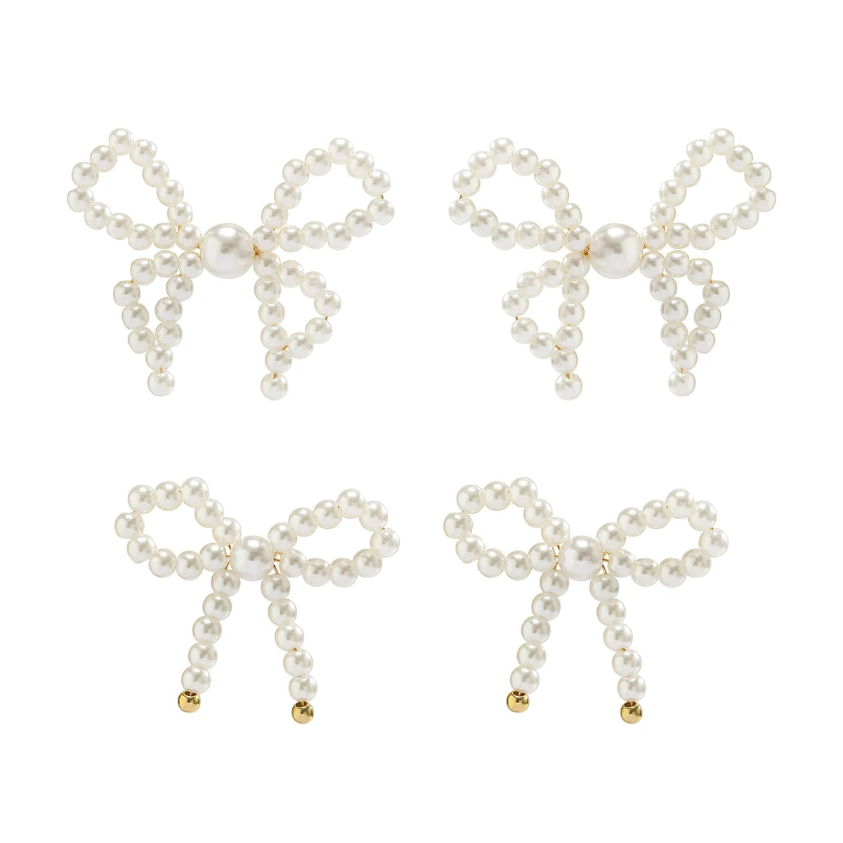 2Pairs/Set Elegant Imitation Pearl Bow Bowknot Stud Earrings for Women Wed Bridal Korean Fashion Piercing Earrings Jewelry Gift