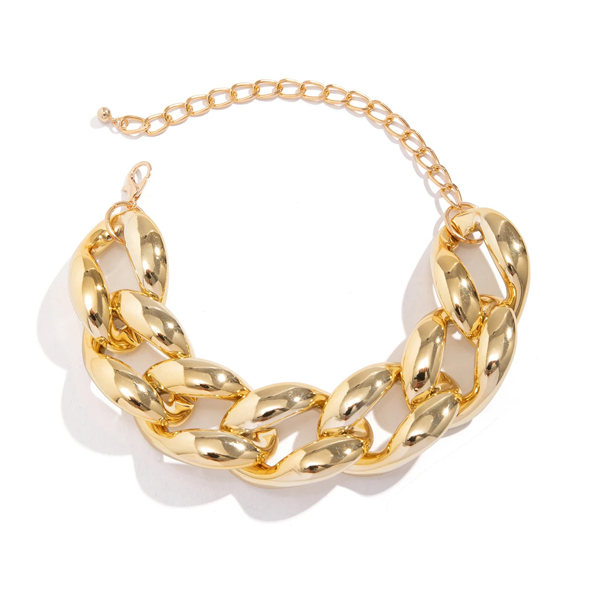 Exaggerated Plastic CCB Big Chunky Chain Necklace for Women Vintage Goth Twisted Lock Thick Choker Grunge Jewelry Steampunk Men