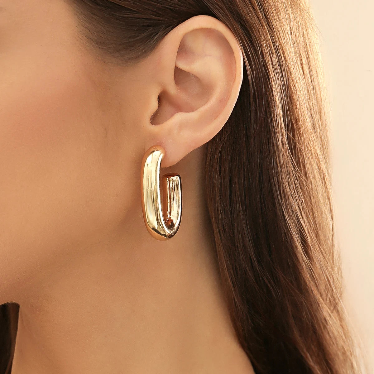 Vintage U Shape Circle Stud Earrings for Women Fashion Statement Exquisite Geometric Piercing Earring Steampunk Jewelry