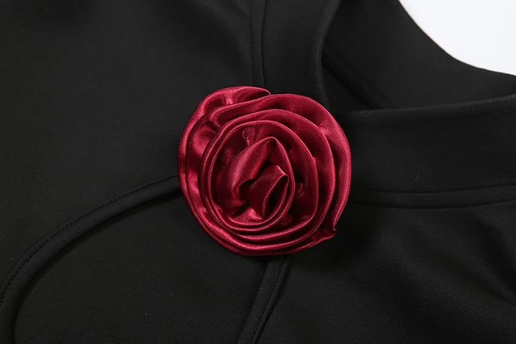 Appliques Sexy Split Dress Women Y2K Hollow Shoulder Padded Long Sleeve Elegant Evening Stretch Skinny Maxi Bodycon