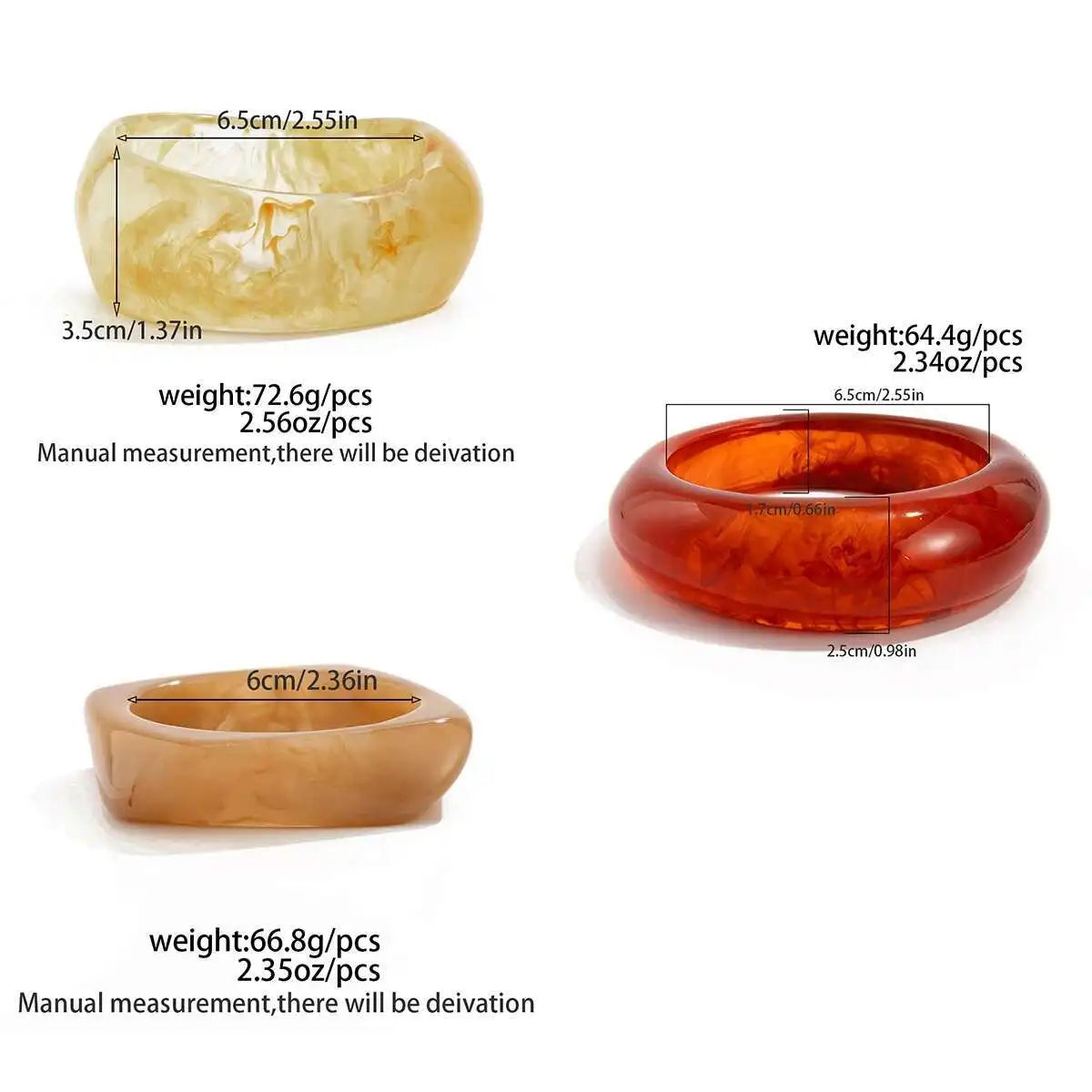 Y2K Boho Brown Thick Resin Acrylic Bangles for Women 2025 New Fashion Irregular Wide Arm Bracelets Party Jewelry Gift