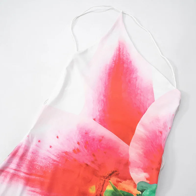 Floral Dress Beach Woman Sexy Summer Clothes 2025 Lace Up One Shoulder Backless Mini Dresses Resort Wear