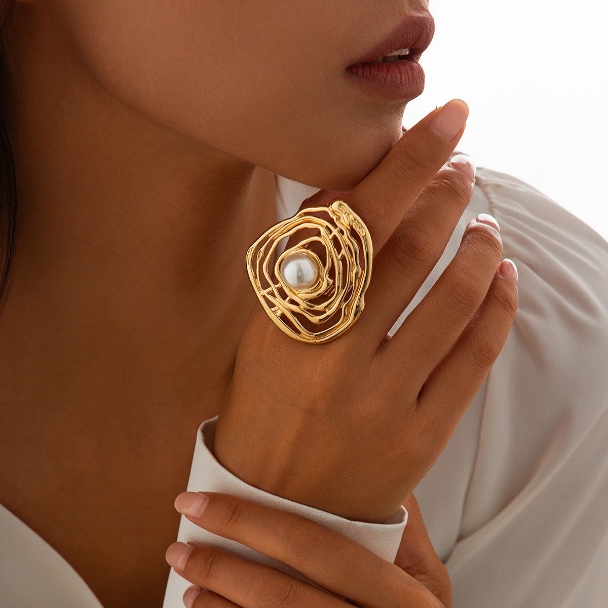 27 Styles Unique Exaggerated Big Flower Starfish Moon Rings Women Punk Geometric Adjustable Finger Ring Grunge Jewelry