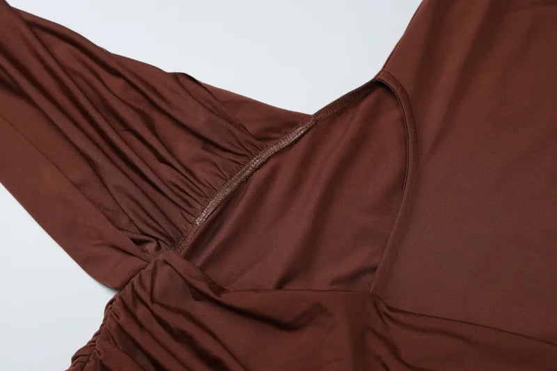 Side Hollow Long Sleeve Maxi Dress for Woman Elegant Party Dresses Fall Clothes Woman 2025