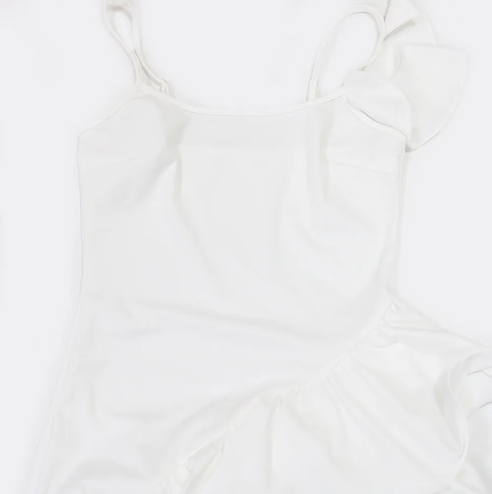 Y2K Irregular Tierred Dress Women Elegant Adjustable Strap Tight Stretch Summer Trend Clubwear Patchwork Hem Vestidos