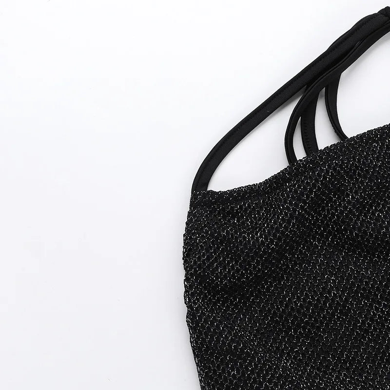 Sparkling Mesh 2 Piece Short Sets Women Hooded Crop Top Asymmetrical Skirt Sexy Rave Outfits Summer