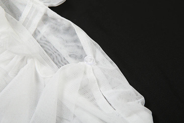 Sexy Mesh Coquette Top Women Lace Ribbon Backless Button Ruffles Pure Desire Wild Solid Street Midnight Clubwear Tees