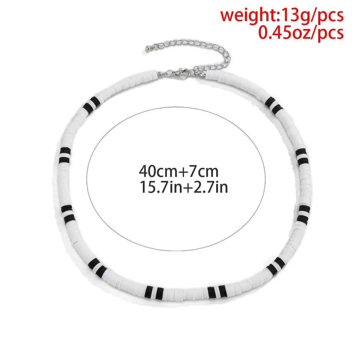 Boho Simple Polymer Clay Black and White Choker Necklace for Women Men Summer Vintage Short Clavicle Chain Party Jewelry Gift