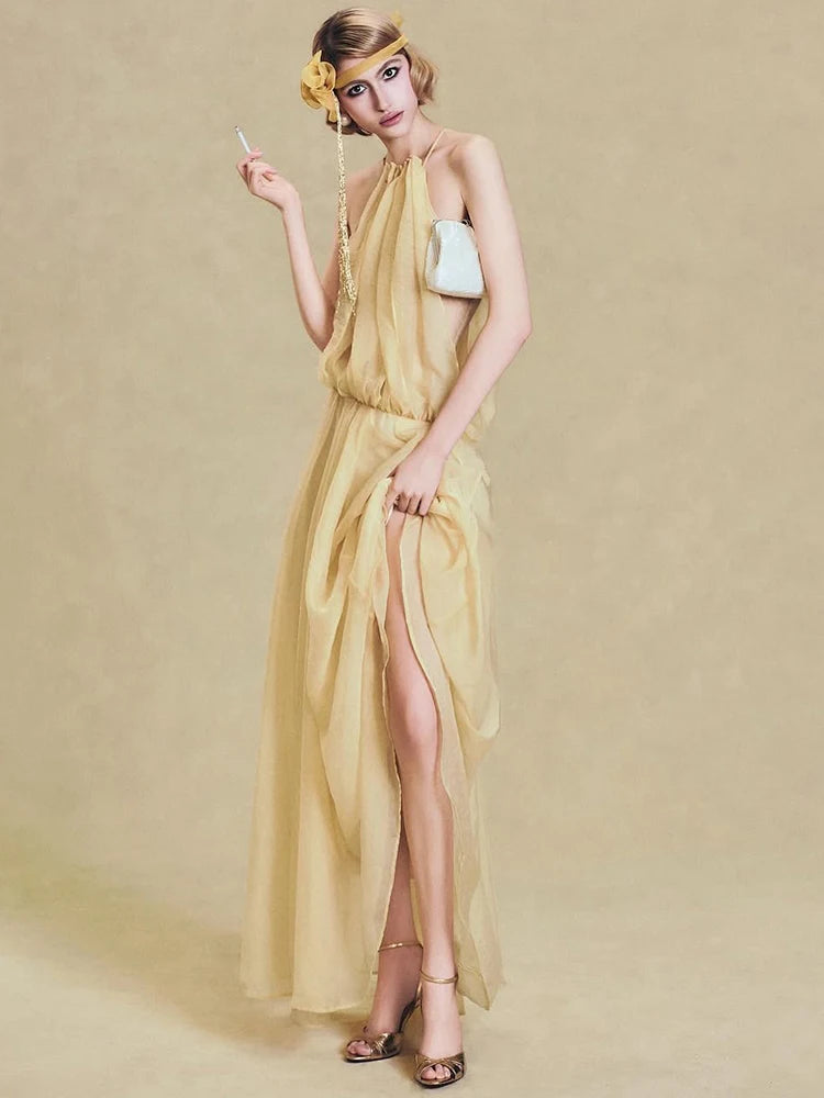 Irregular Hem Elegant 2026 Summer Fashion Draped Dress Women Sleeveless Mesh Chic Birthday Party Gown Vacation Vestidos