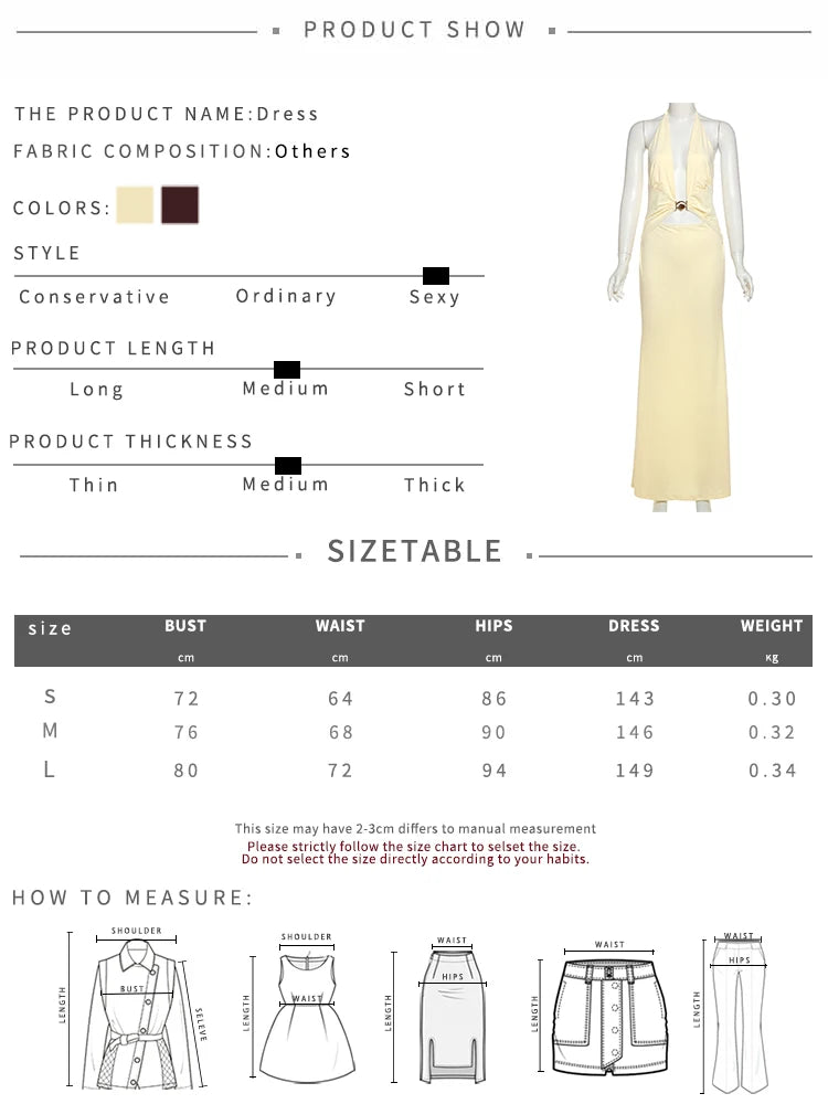 Seashells Decorative Dress Women Halter Deep V-Neck Backless Sleeveless Vacation Fashion Beach Party Long Bodycon