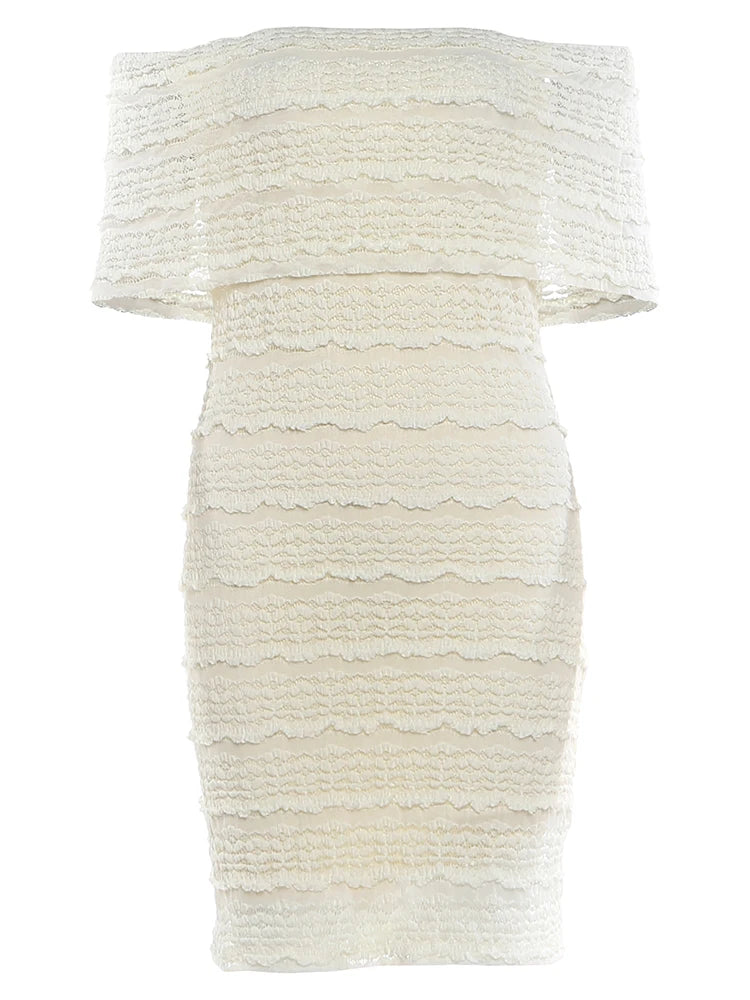 Y2K Style Dress Woman Slash Neck Backless Shape Waist Skinny Wrap Hip Summer Vacation Elegant Style Fashion Bodycon