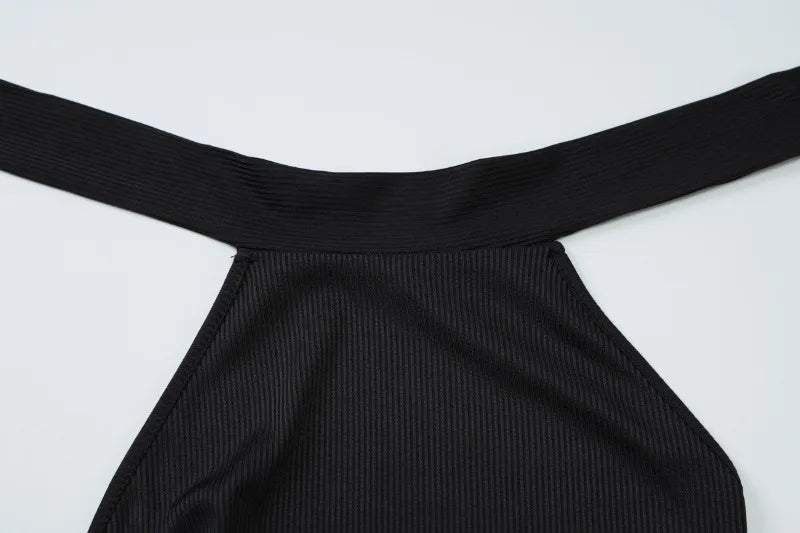 Halter Backless Ruffled Hem Long Dresses 2025 Woman Elegant Party Dresses Black