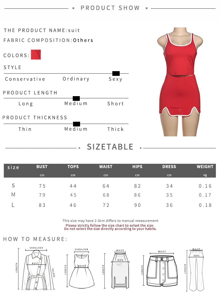 Casual Simple Women 2 Piece Set Tracksuit Skinny Tank Tops+Irregular Hem Skirts Matching Stretch Streetwear Outfits