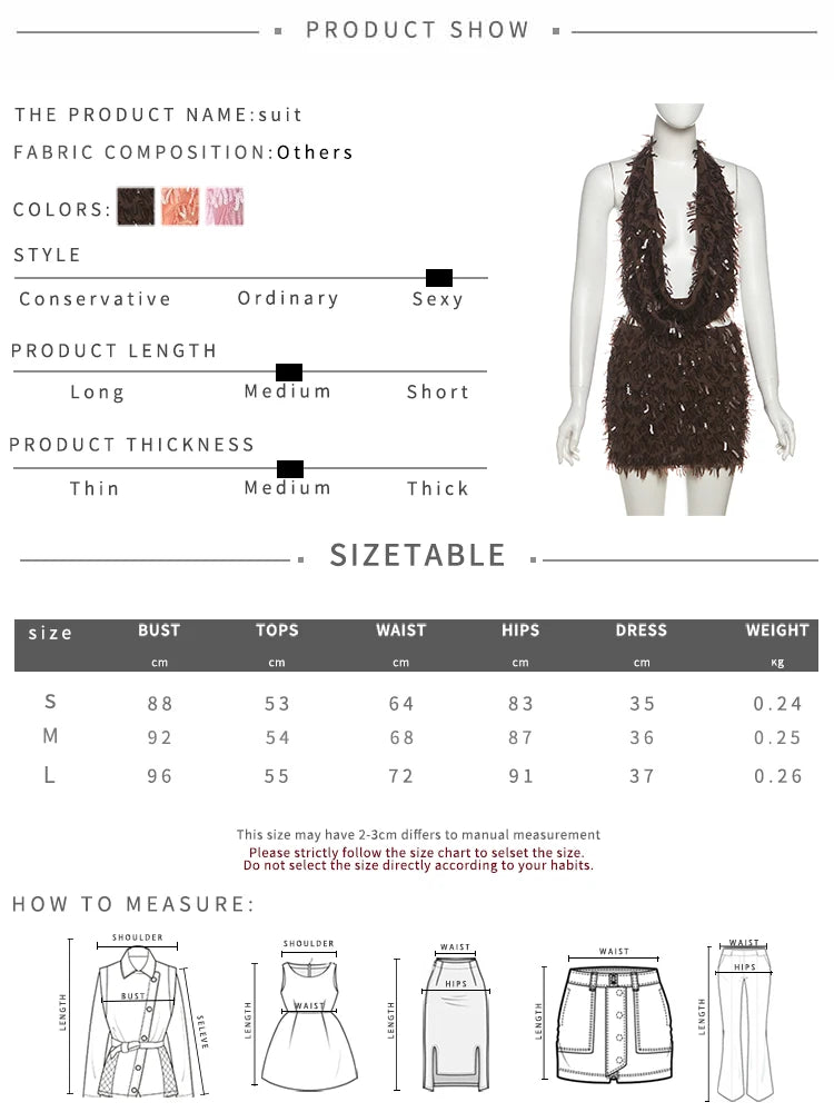 Sequin Tassels 2 Piece Set Women Sexy Swing Collar Tank Tops+Peach Hip Skits Midnight Summer Birthday Party Clubwear