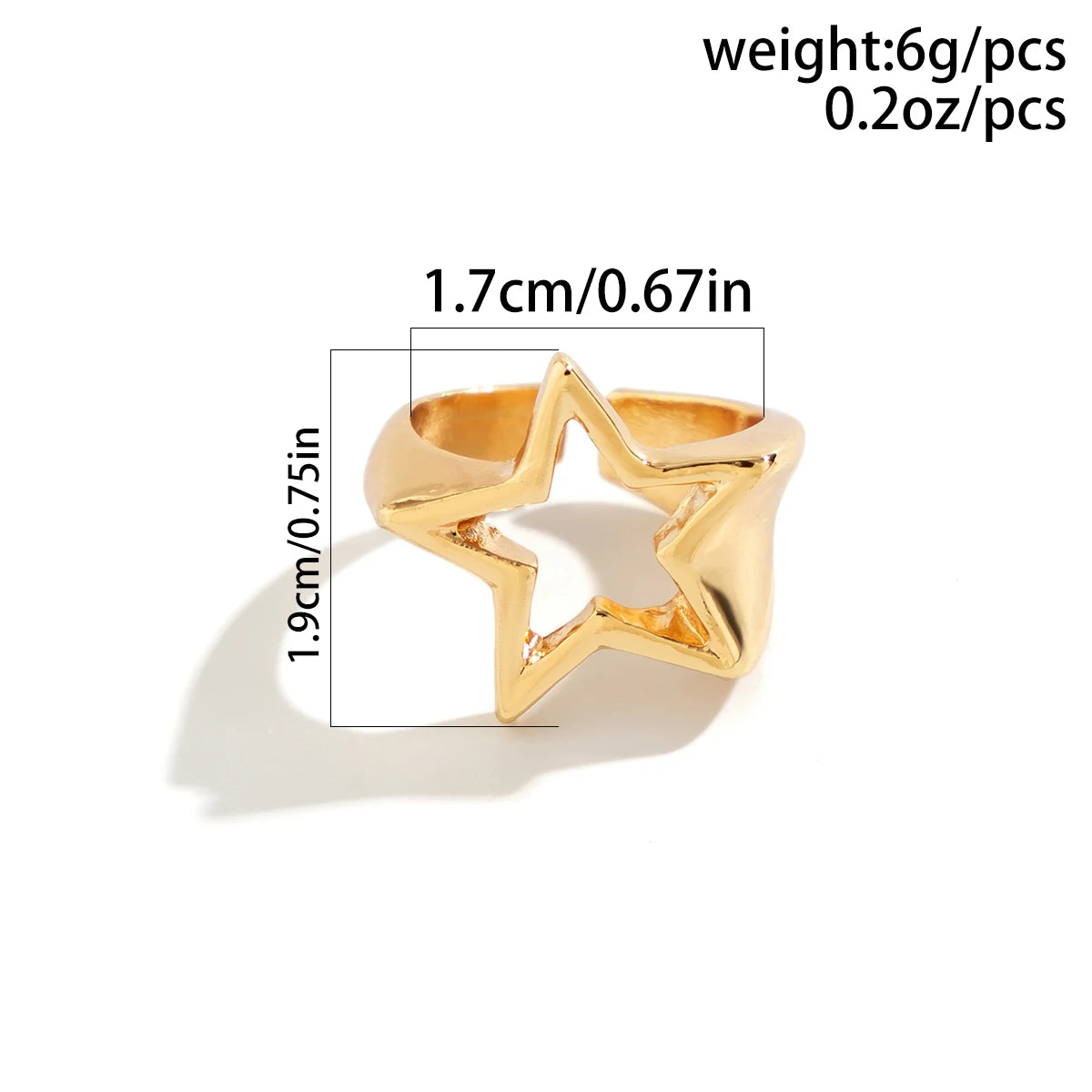 Vintage Punk Irregular Hollow Star Metal Open Rings for Women Fashion Statement Gothic Adjustable Couple Rings Y2K Wed Jewelry