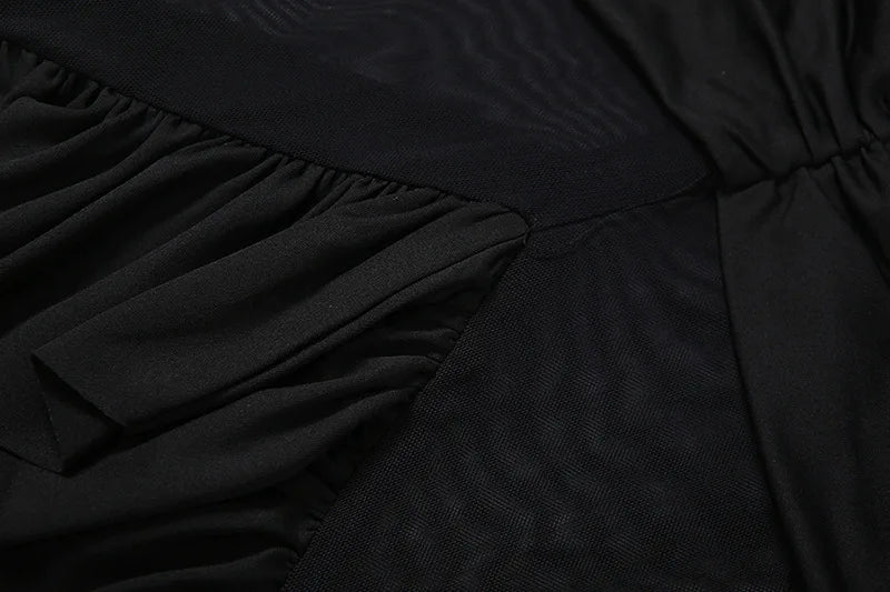 Sheer Mesh Ruffled Hollow Halter Fishtail Maxi Dresses for Woman Elegant Birthday Party Dress Yellow Black