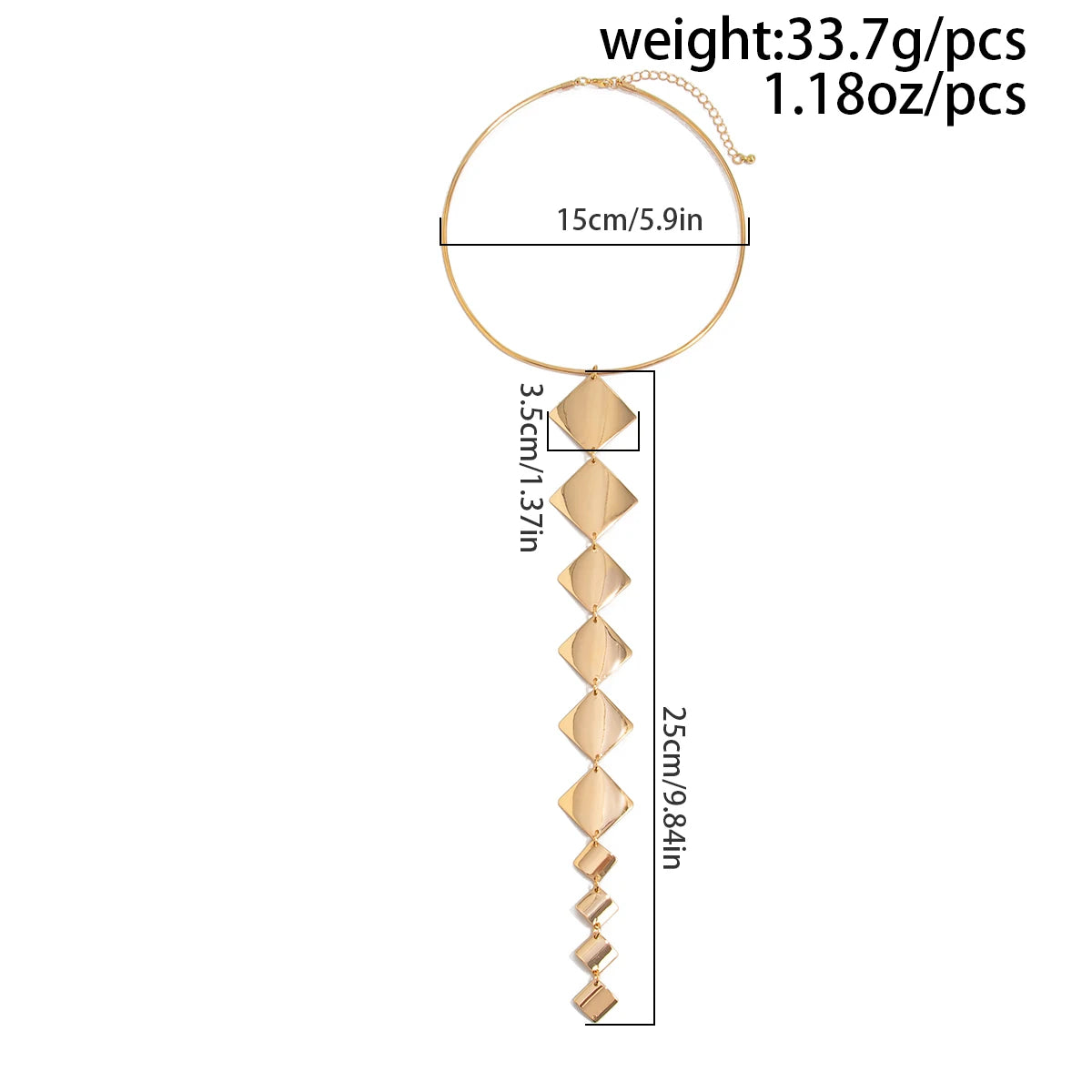 2025 Fashion Retro Square Long Tassels Pendant Necklace Women's Creative Minimalist Geometric Party Banquet Jewelry