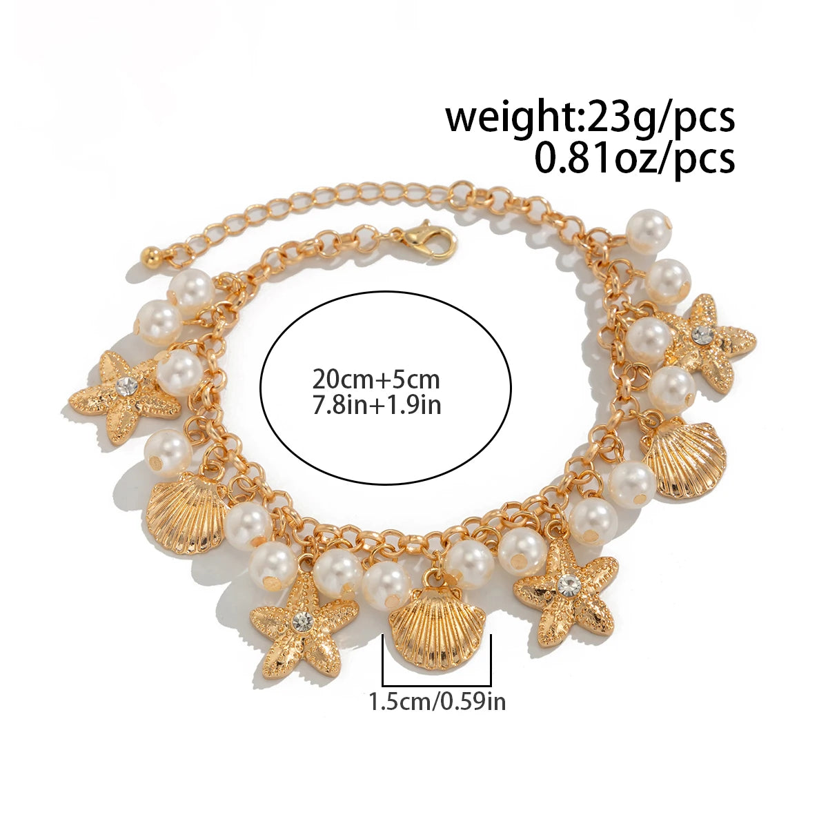Boho Starfish Scallop Tassel Pendant Anklet for Women Summer Beach Vintage Metal Chain Barefoot Ankle on Leg Jewelry