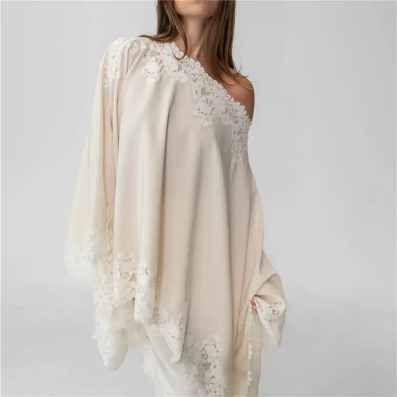 Women Satin Lace Trim Poncho Shrug Y2k Sleeveless Shawl Bolero Tops Summer Asymmetric Cover Ups Vacation Beachwear