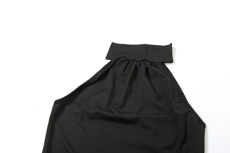 Peach Buttocks Dress Women Halter Pleated Solid Slim Slit Sexy Elegant Sleeveless Midnight Clubwear Party Vestidos